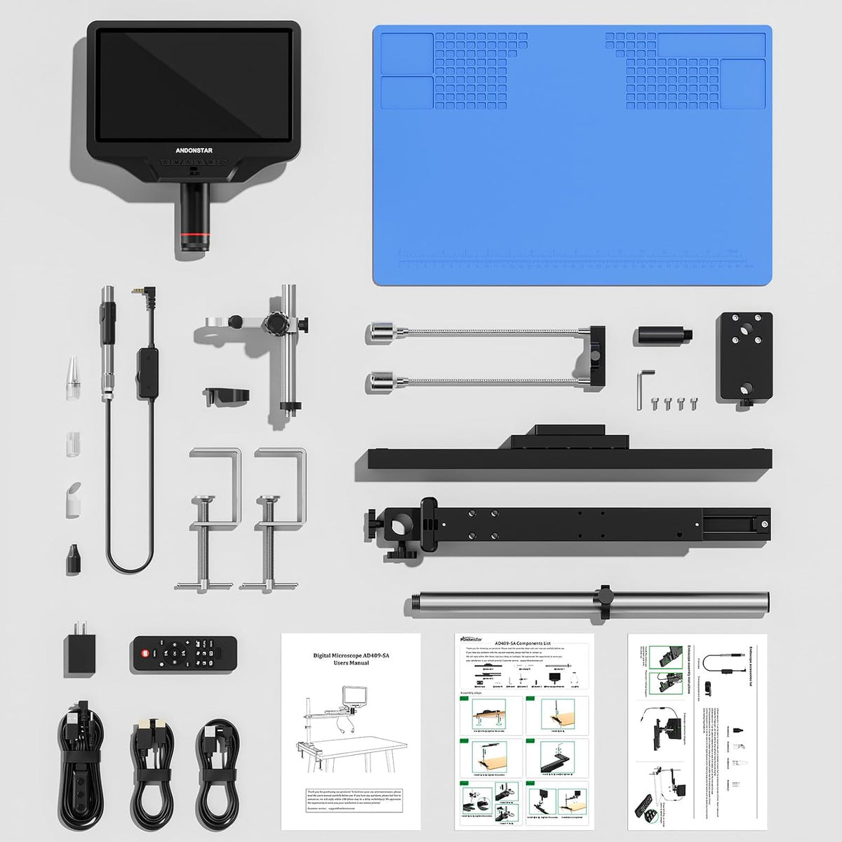 Andonstar AD409 SA 10.1'' HDMI Soldering Digital Microscope with Endoscope