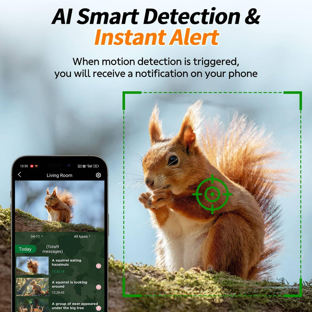 4G LTE Cellular Trail Camera, 2.5K 360Â° Live Feed with SIM Card Included