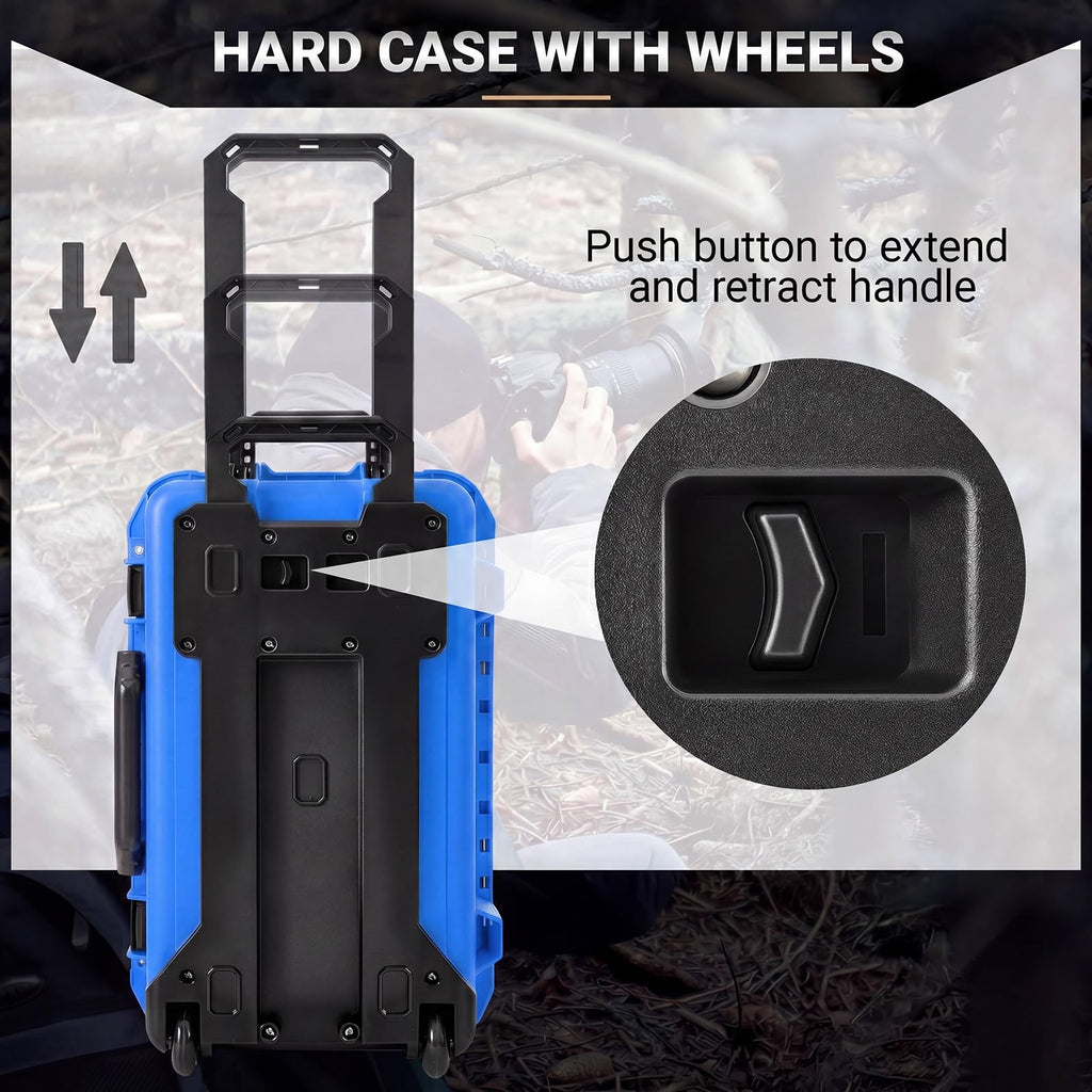Relaxweex Rolling Camera Hard Case with 15 Padded Dividers & Wheels