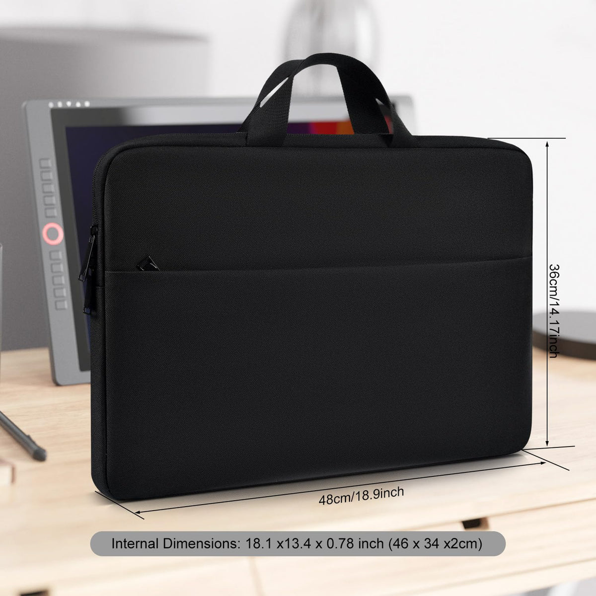 Graphics Drawing Tablet Sleeve Case for Huion Kamvas Pro 16, Wacom Cintiq 16/Pro 17/Intuos Pro Large, XPPen Artist Ultra 16,Travel Padded Carrying Bag, Black