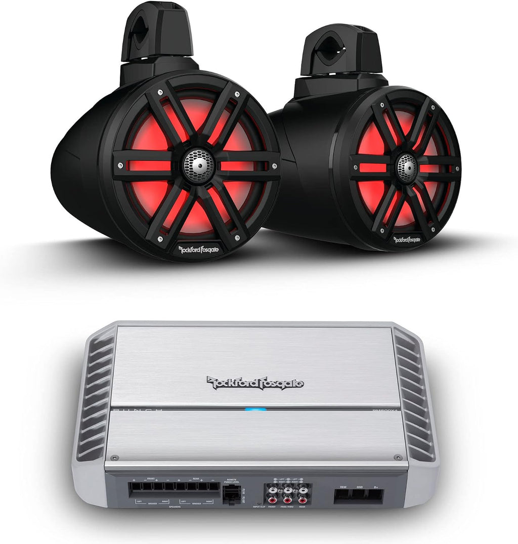 Rockford Fosgate M2WL-8B 8 in Wake Tower Speaker PM600X4 Bundle