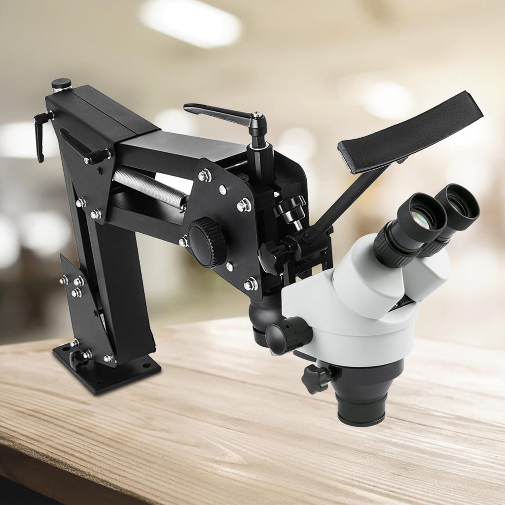 VEVOR Multi-Directional Microscope with Spring Bracket, Micro Jewelry Inlaid Stand, with Integrated USB Ring LED Light, 7X-45X Magnification Jewelry Microscope, Jewelers Microscope for Jewelry Inlay
