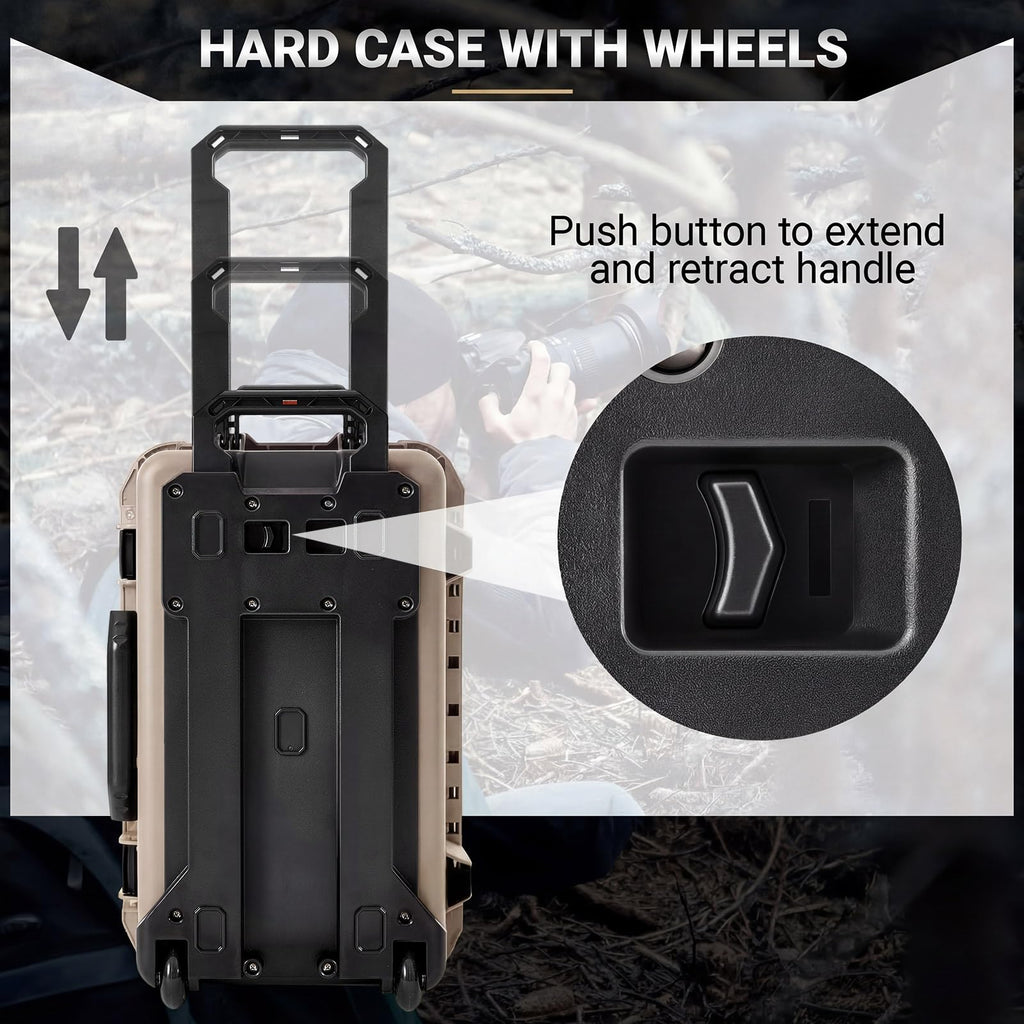 Relaxweex Rolling Camera Hard Case with 15 Padded Dividers & Wheels