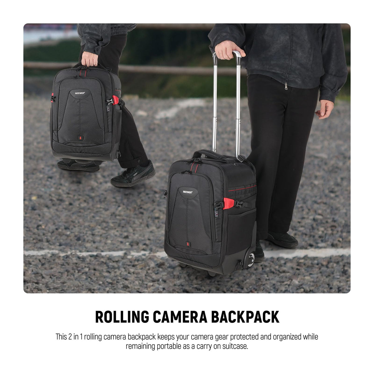 NEEWER Convertible Rolling Camera Backpack for SLR/DSLR and Accessories