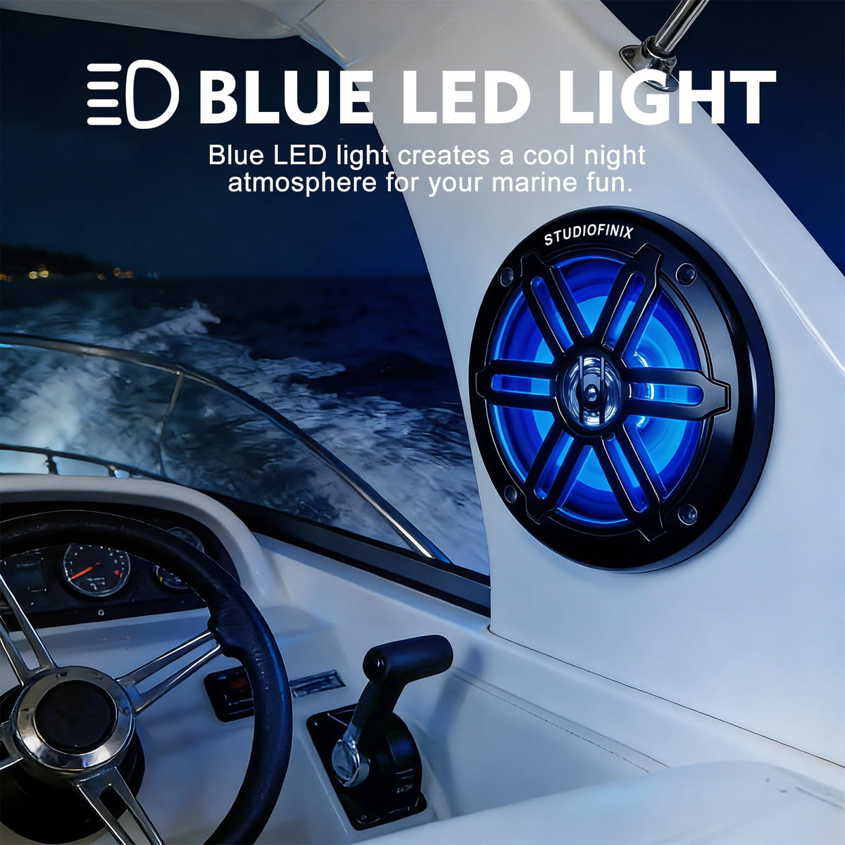 STUDIOFINIX 5.25 Inch 500W Bluetooth Marine Speakers with LED Lights -2 Way Weather Resistant Boat Speakers Perfect for Boats, ATVs, UTVs ï¼Pair,Whiteï¼