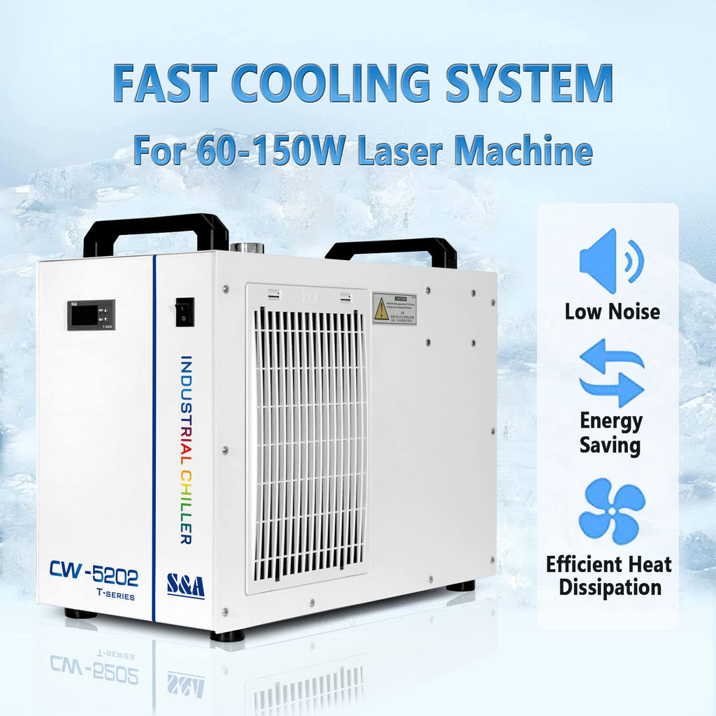 S&A CW-5200DH 7L Industrial Water Chiller,0.9HP,3.43gpm,5699 BTU/h,for 60W to 150W CO2 Laser Engraving & Cutting Systems