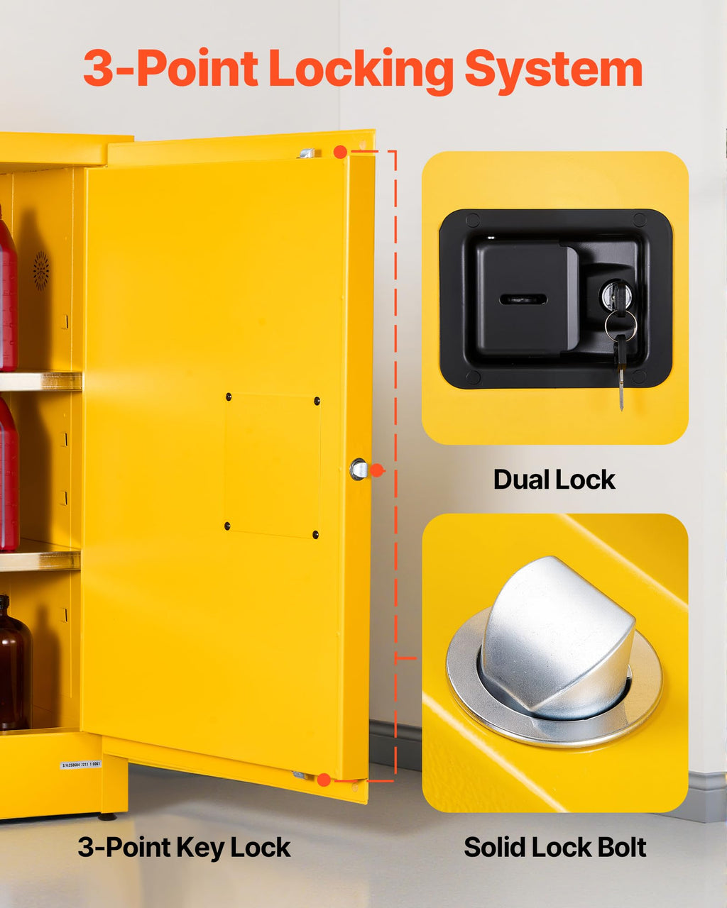 VEVOR Flammable Cabinet, 18" x 18" x 35", Yellow
