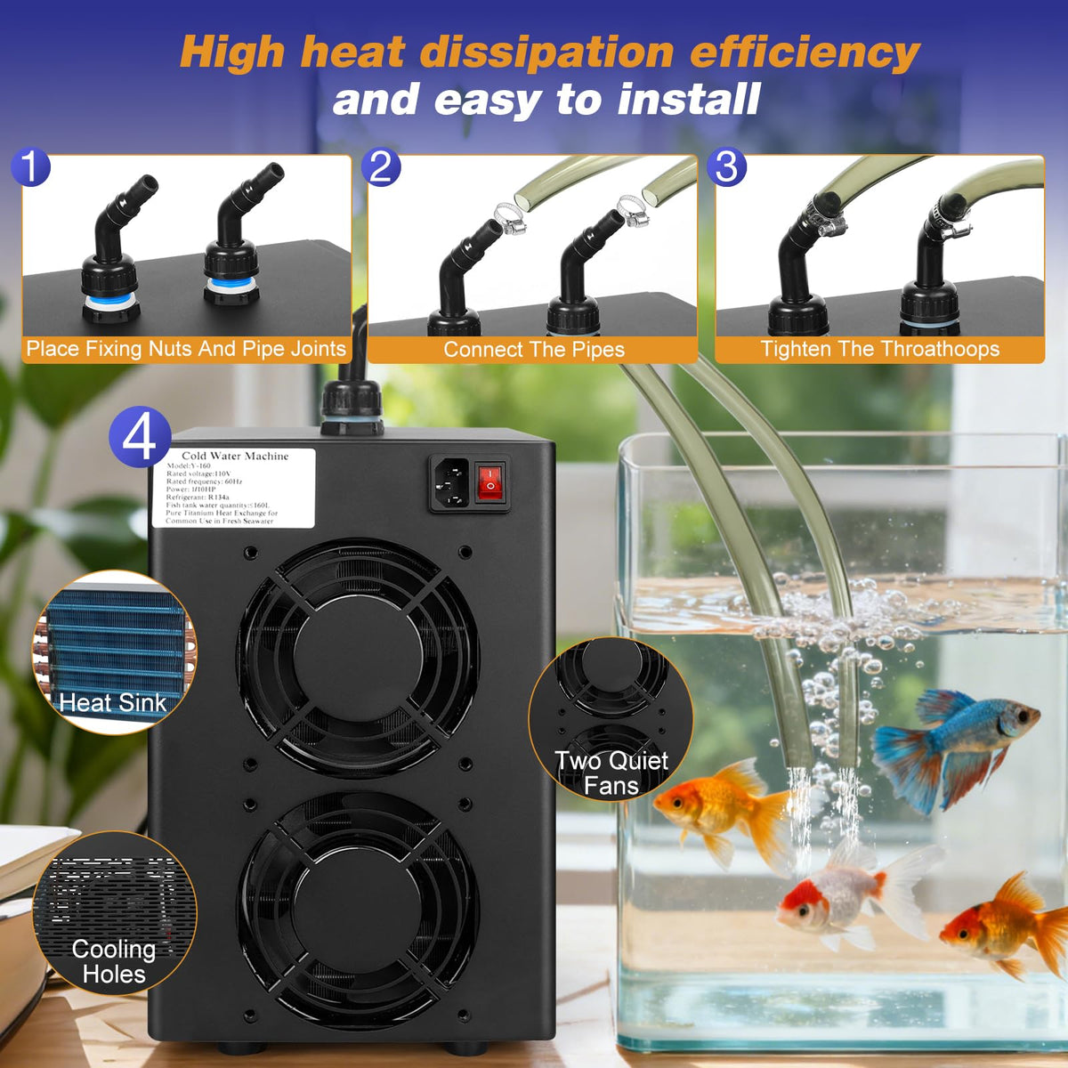 Aquarium Chiller 1/10 HP, 42GAL Fish Tank Water Chiller