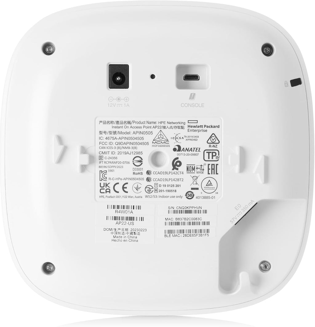 HPE Networking Instant On Access Point AP22 2x2 WiFi 6 Indoor Wireless Access Point | Long Range, Secure, Smart Mesh Support | Power Source Not Included | US Model (R4W01A),Dual-Band
