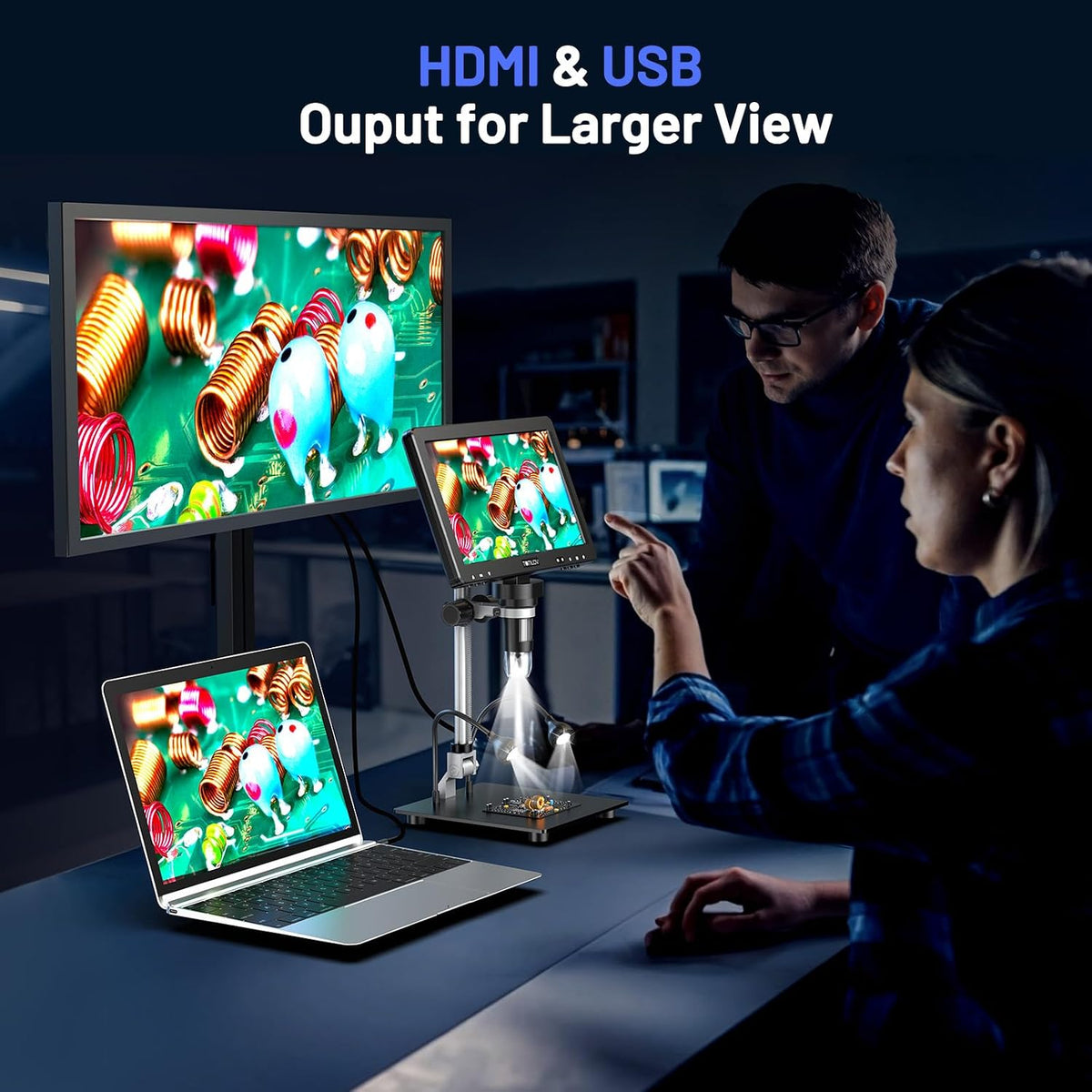 TOMLOV DM9 Max Digital Microscope: 20MP 10.1" 1500X HD IPS Coin Microscope Magnifier for Error Coins with Screen, LCD Soldering Microscopes for Adults, 10 LED Lights, PC/TV Compatible, 16GB
