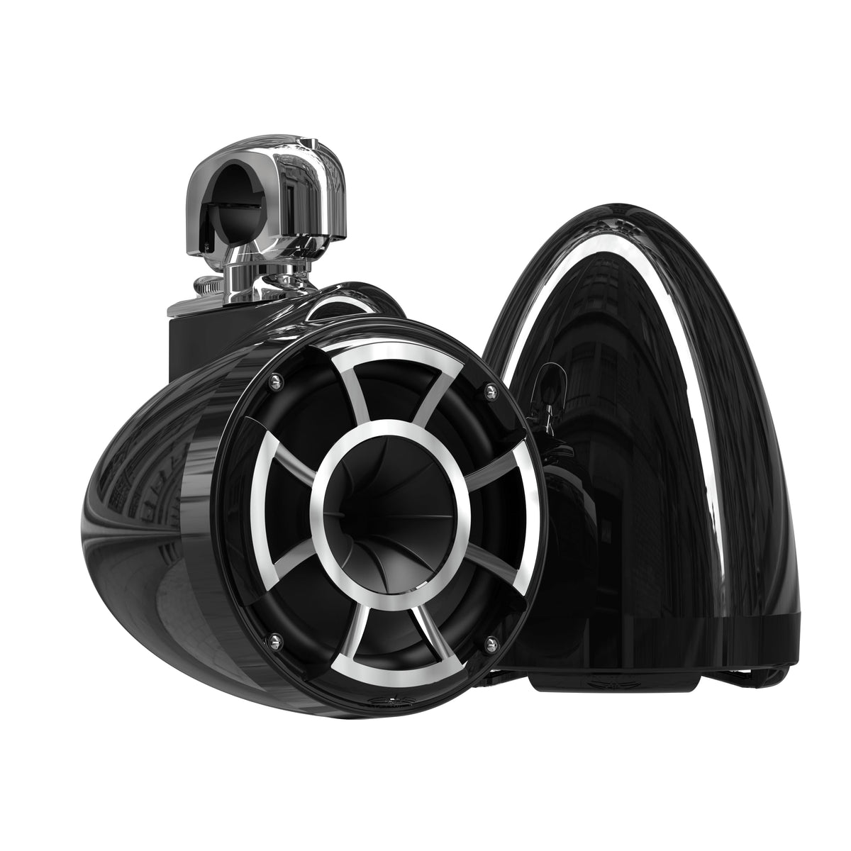 Wet Sounds REV 10 HD 10" Marine Tower Speakers, Black, Fixed Clamp Mount