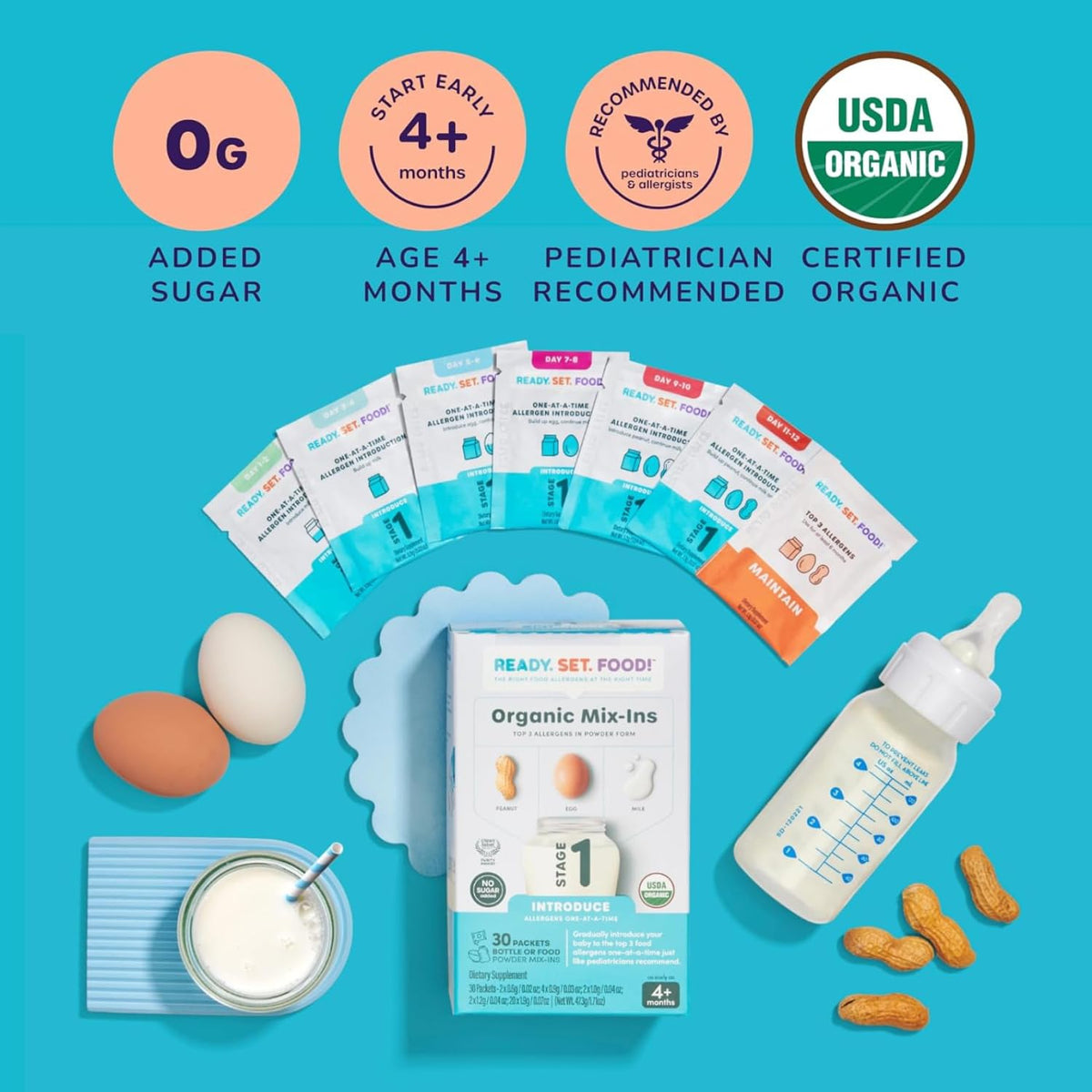 Ready Set Food Stage 1 Baby Food Mix-Ins - Baby Allergen Introduction Kit