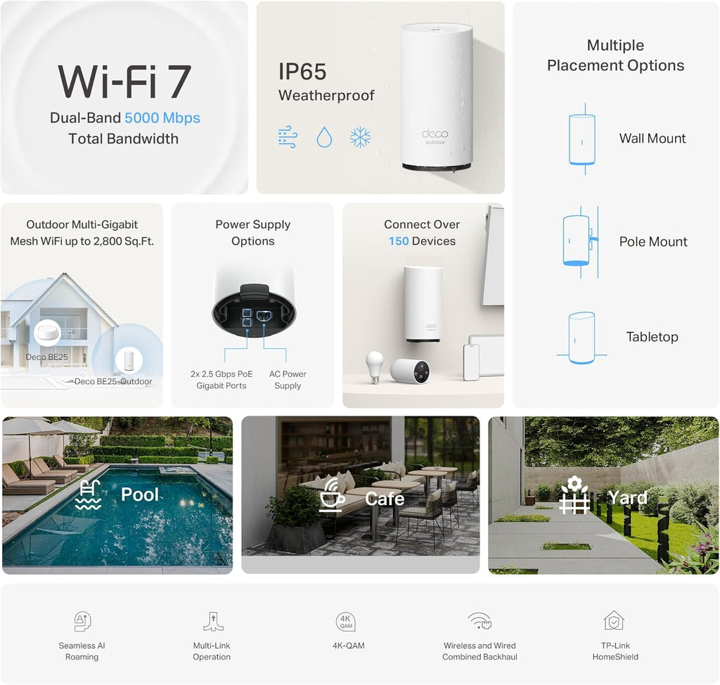 Deco 7 Dual-Band BE5000 WiFi 7 Mesh Wi-Fi System 4-Stream 5 Gbps, 240 Mhz