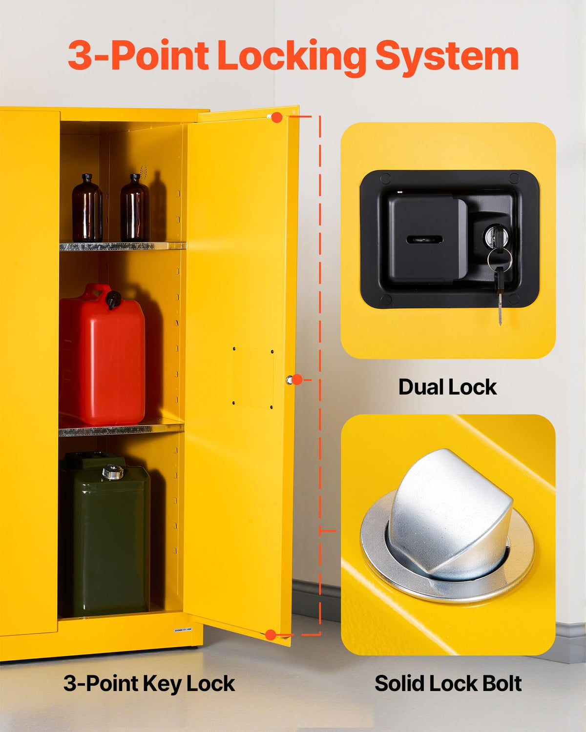 VEVOR Flammable Cabinet, 18" x 18" x 35", Yellow