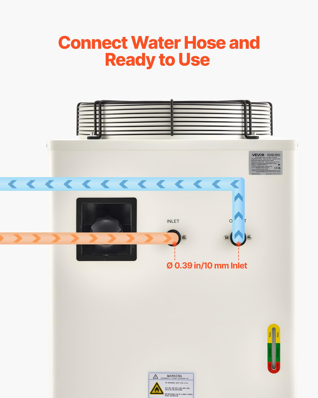 VEVOR Industrial Water Chiller, 5460 BTU/h, Industrial Water Cooler Cooling System with Compressor, 1.8â¯ Gal Tank Capacity, 3.4â¯GPM Max Flow, Laser Chiller, for CO2 Laser Engraving & Cutting Machine