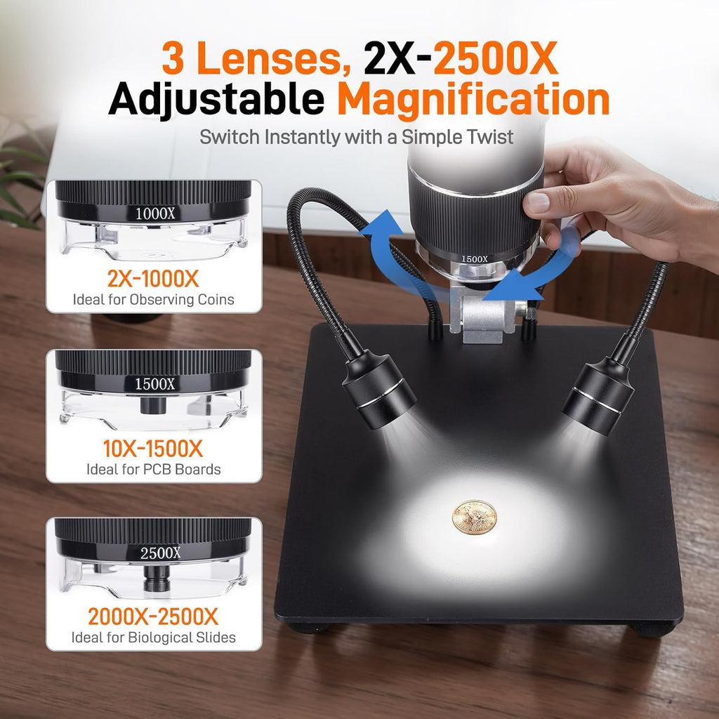 GOCHIFIX 10.1 Inch Digital Microscope 2K HDMI Soldering Coin Magnifier