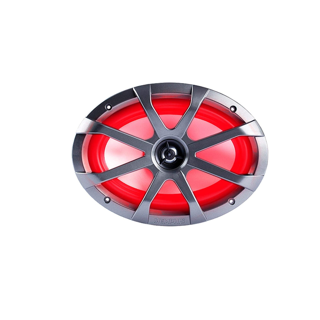 Memphis MXA602SLB MXA OEM Fit 6.5" Marine Grade Coaxial Speakers, Black with Blue LED - Pair