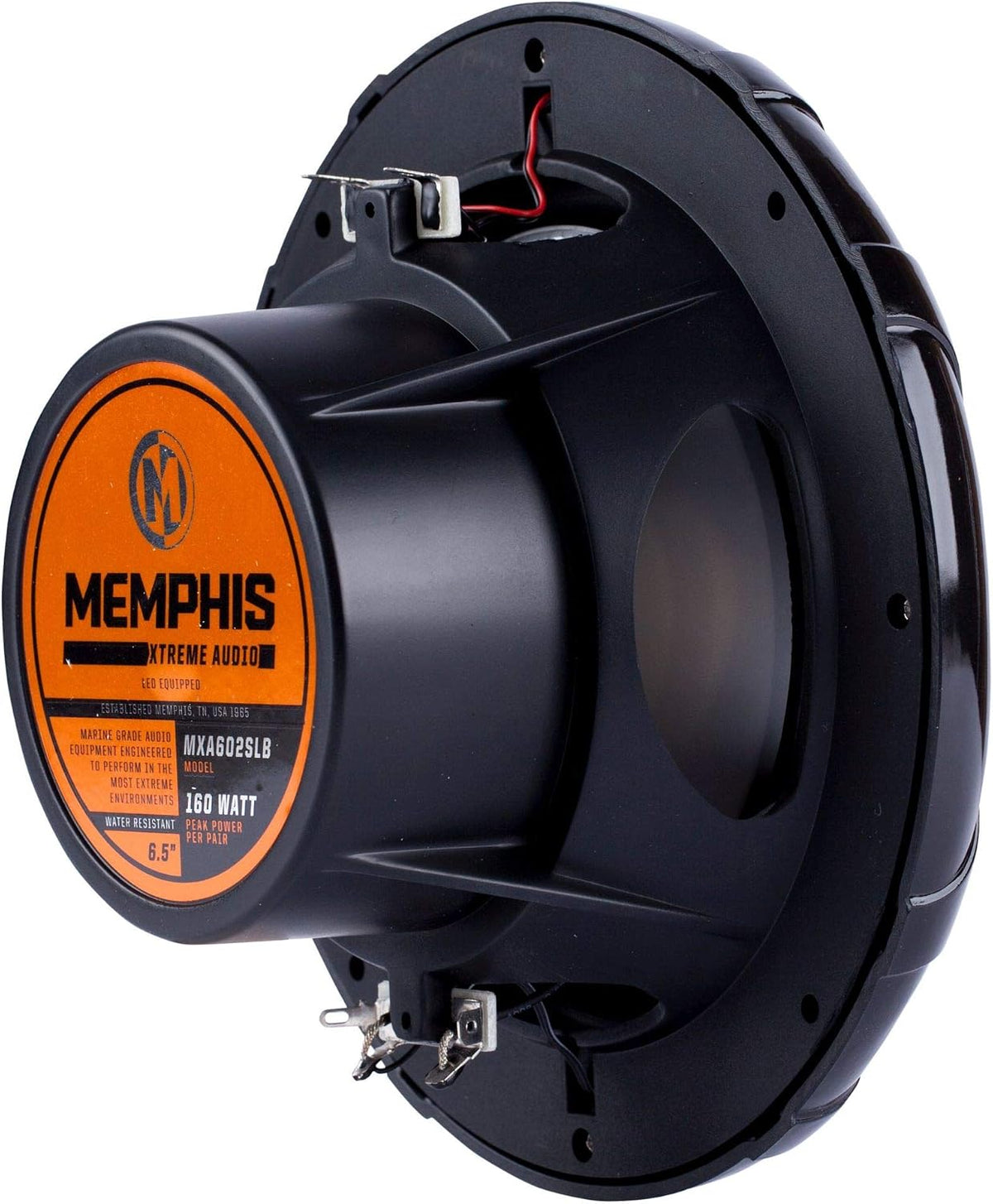 Memphis MXA602SLB MXA OEM Fit 6.5" Marine Grade Coaxial Speakers, Black with Blue LED - Pair