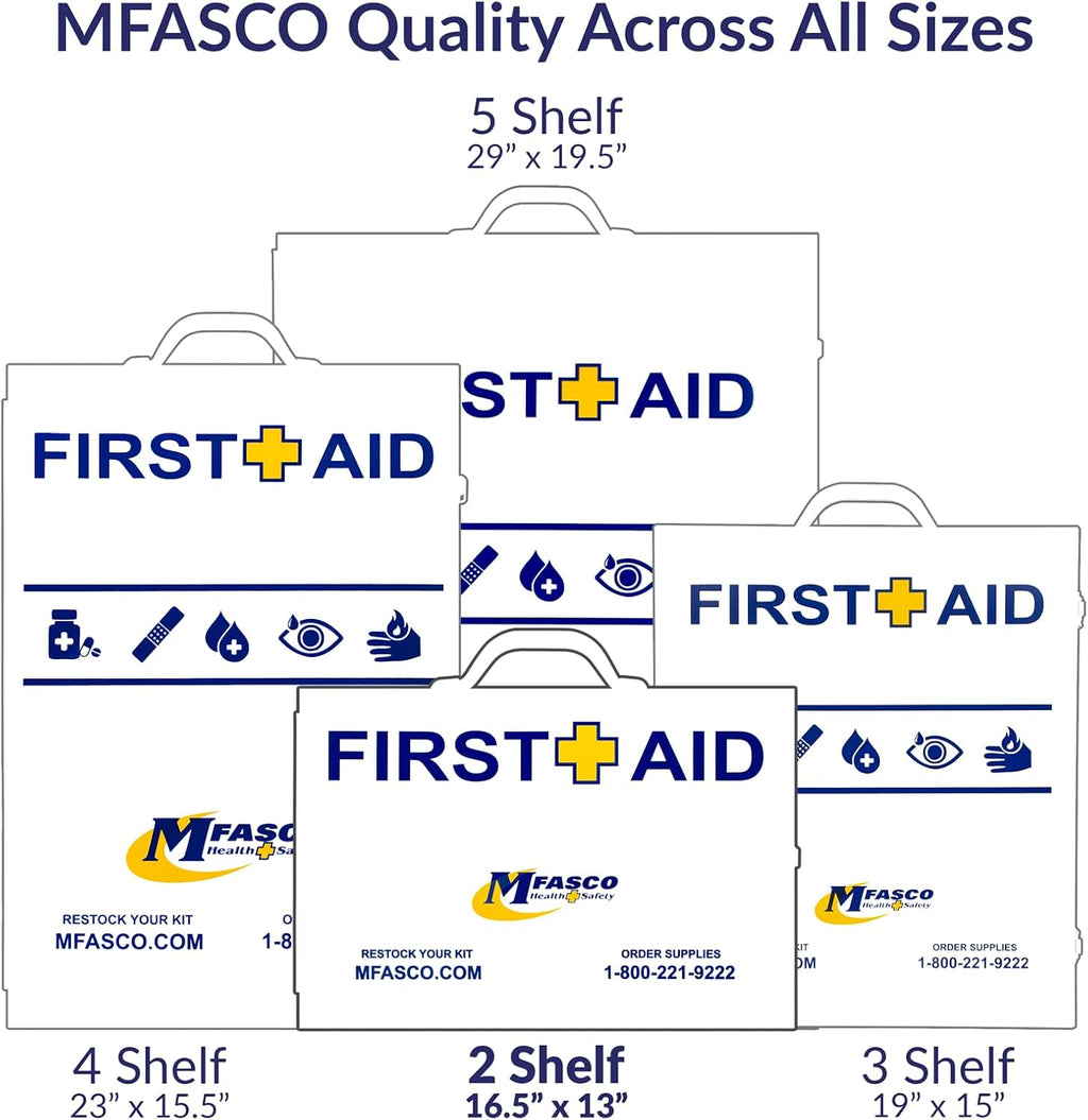 MFASCO Restaurant First Aid Kit - 2 Shelf Metal Cabinet, OSHA 2021 Class A