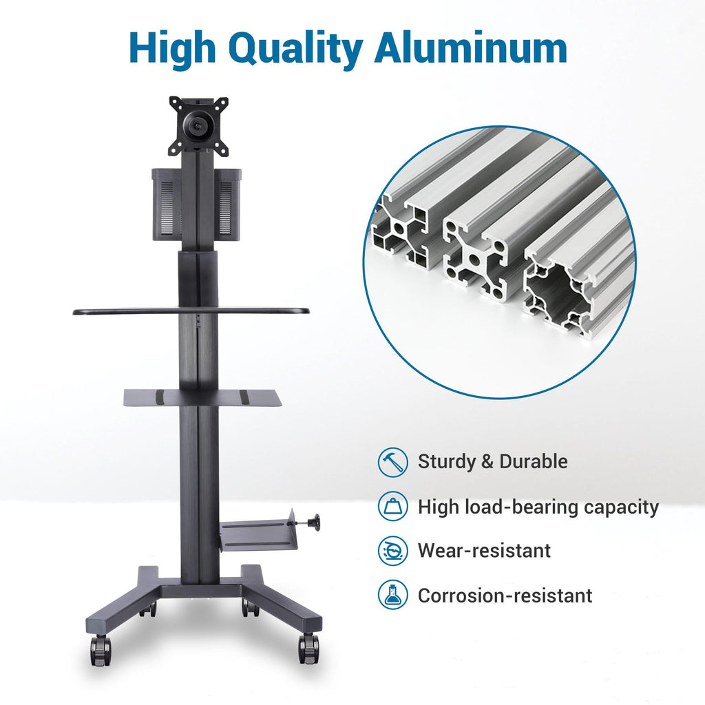 AW NexusX Commander Mobile Computer Cart Medical Rolling PC Stand Desk