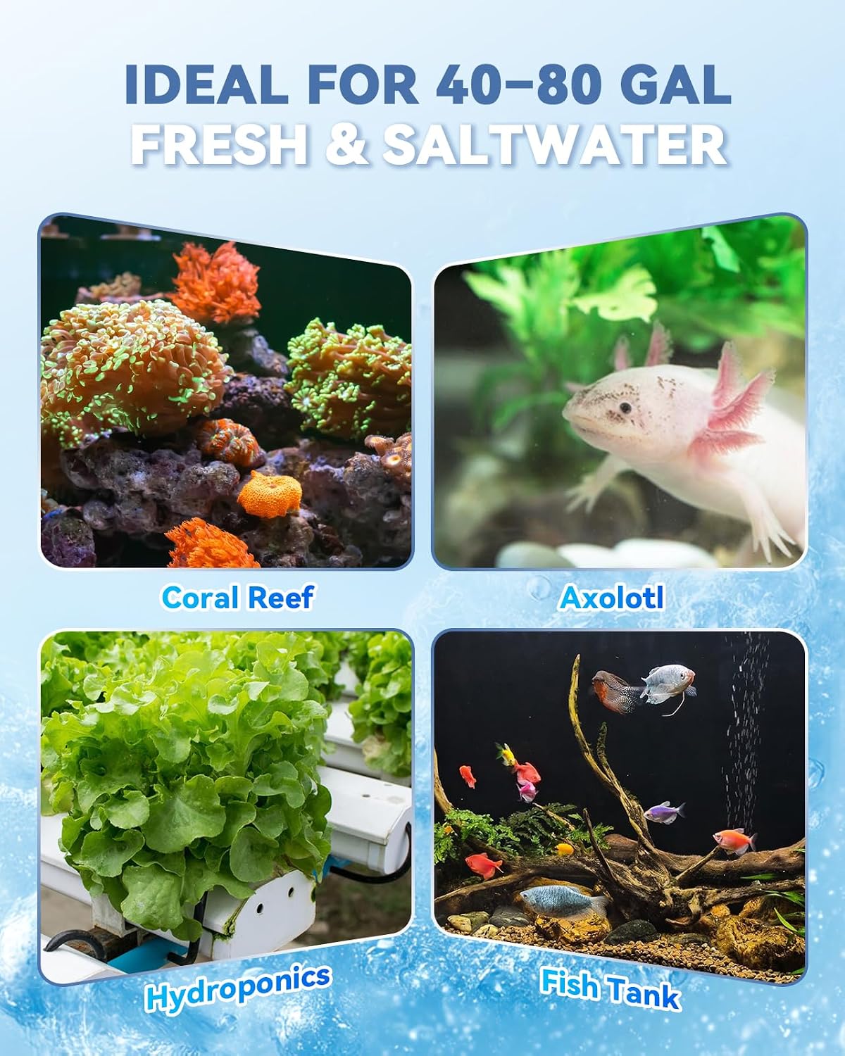 Poafamx 1/3 HP Aquarium Chiller, Quiet Fish Tank Water Chiller 40-80 Gal
