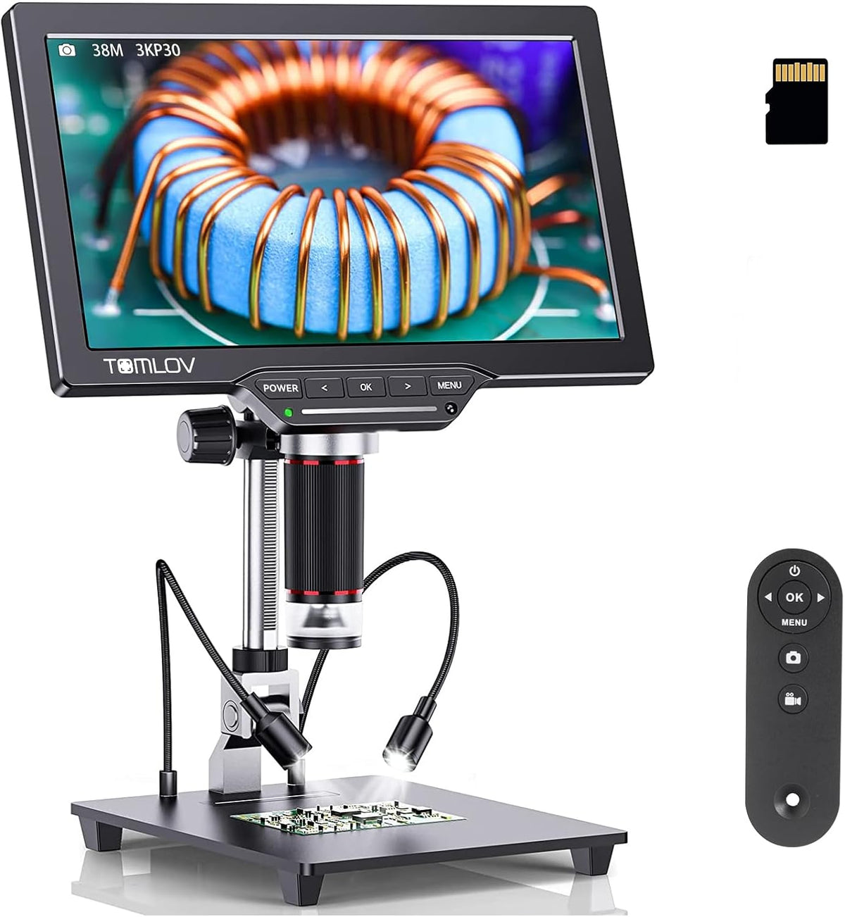 TOMLOV DM202 3K Digital Microscope, 10.1" HDMI Coin Soldering Magnifier