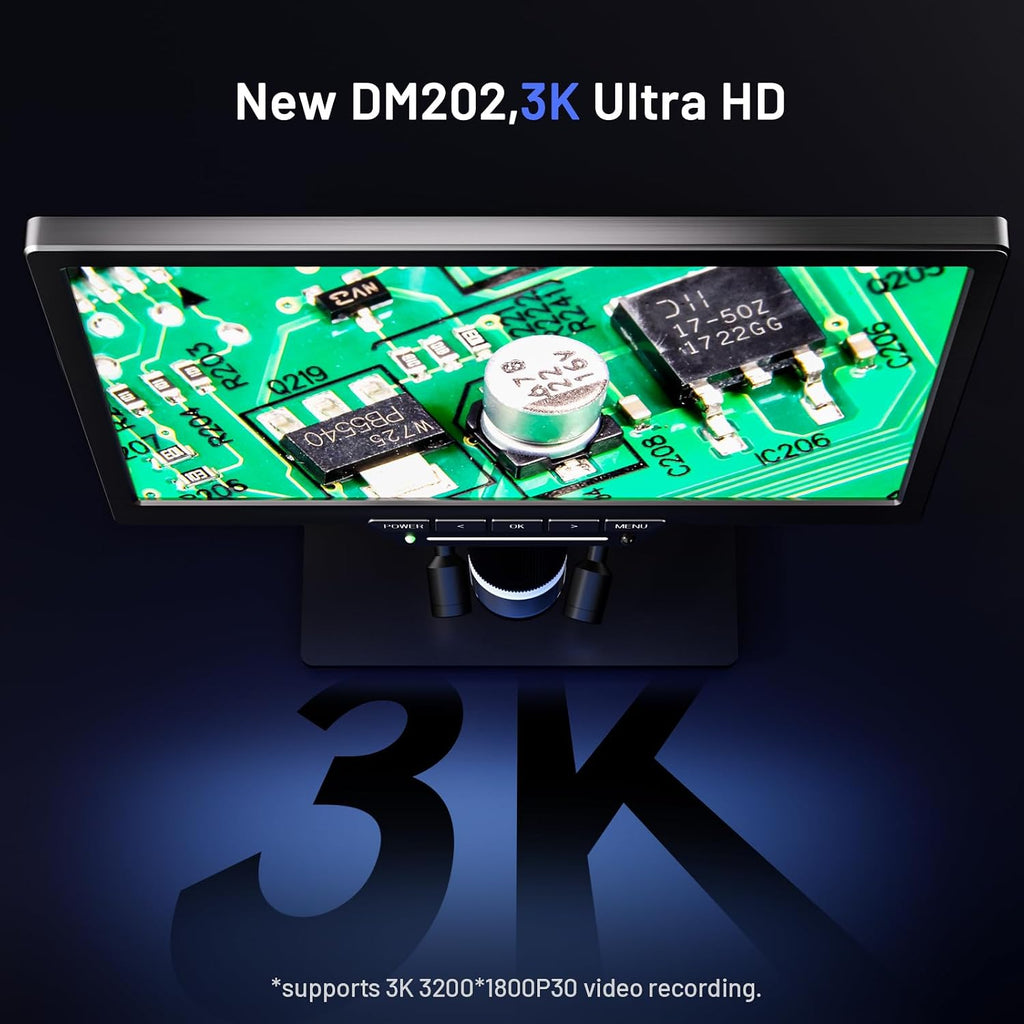 TOMLOV DM202 3K Digital Microscope, 10.1" HDMI Coin Soldering Magnifier