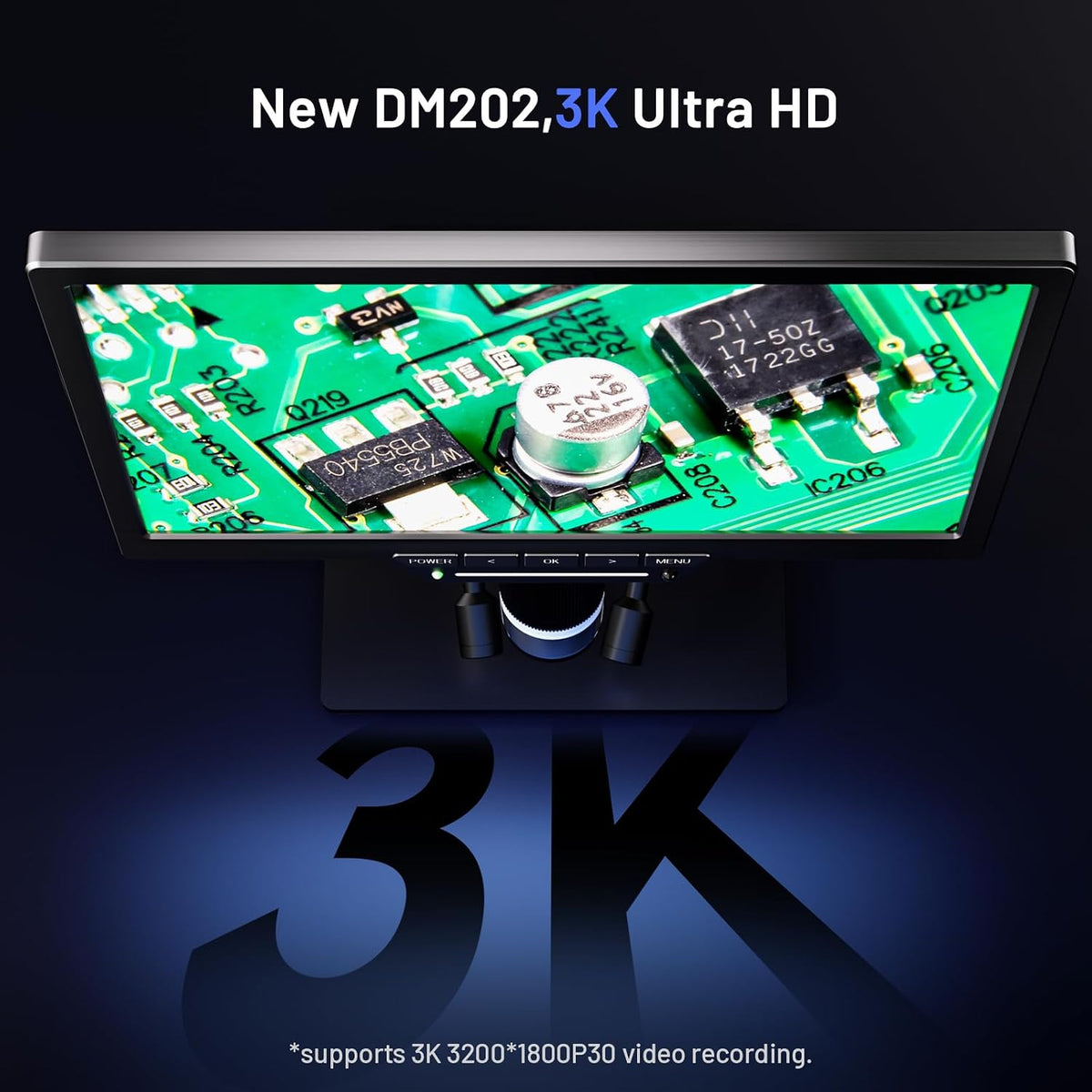 TOMLOV DM202 3K Digital Microscope, 10.1" HDMI Coin Soldering Magnifier