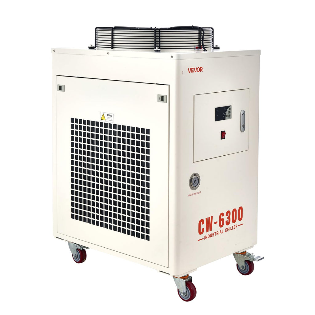 VEVOR Industrial Water Chiller, 5460 BTU/h, Industrial Water Cooler Cooling System with Compressor, 1.8â¯ Gal Tank Capacity, 3.4â¯GPM Max Flow, Laser Chiller, for CO2 Laser Engraving & Cutting Machine