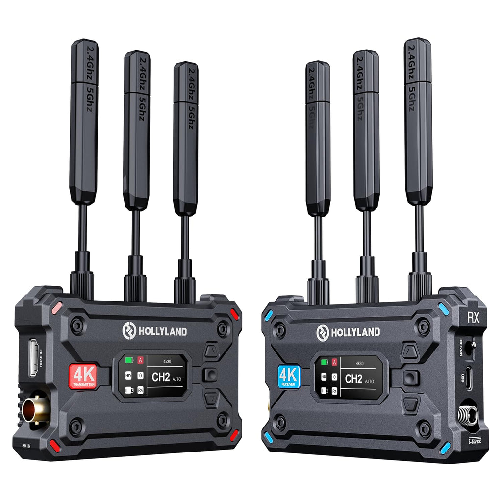 Hollyland Pyro S TX Wireless Video Transmitter HDMI SDI 4K30/1080p60 1300ft Los Range 50ms Latency Up to 4 Receiver, Auto Dual-Band Hopping (ADH), Smart Channel Scan, Live Stream (Transmitter Only)