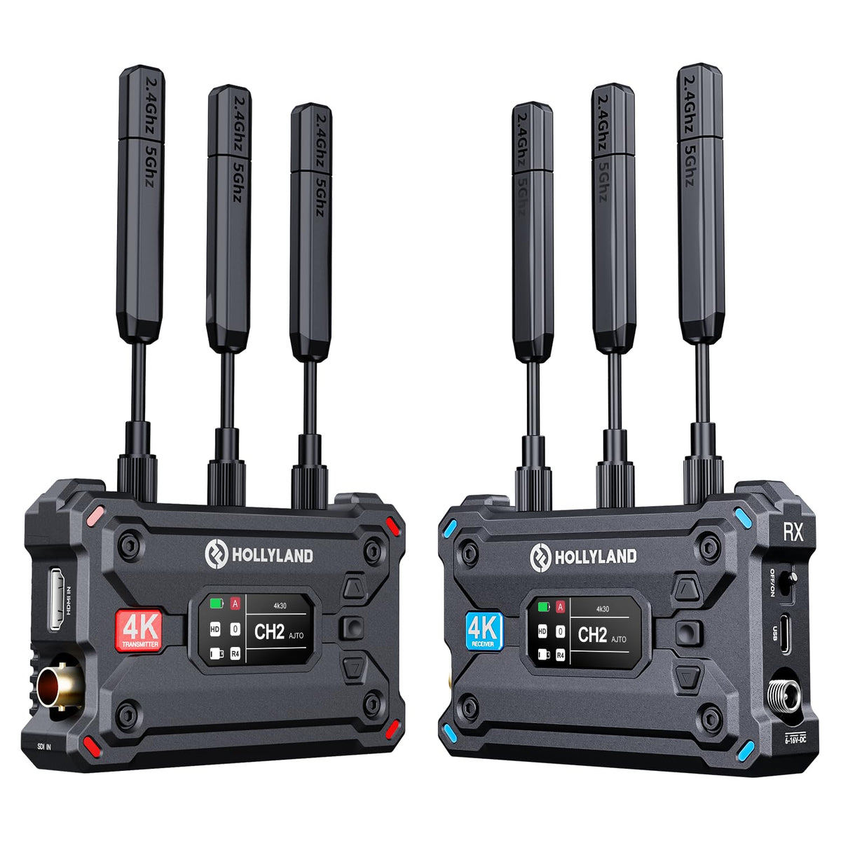 Hollyland Pyro S TX Wireless Video Transmitter HDMI SDI 4K30/1080p60 1300ft Los Range 50ms Latency Up to 4 Receiver, Auto Dual-Band Hopping (ADH), Smart Channel Scan, Live Stream (Transmitter Only)