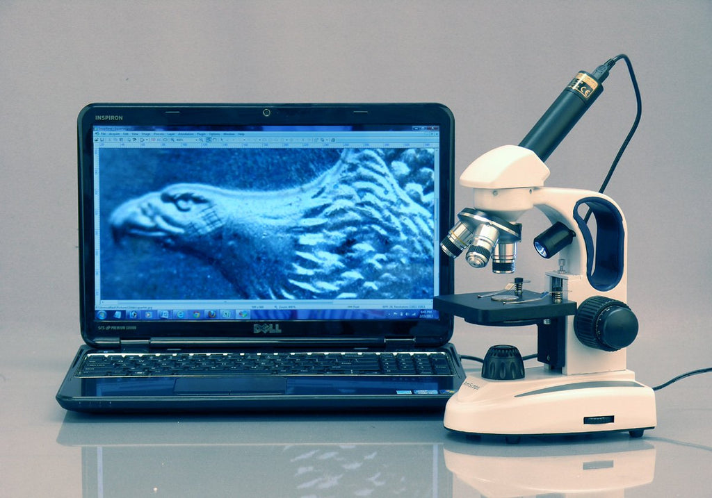 AmScope M158C-2L-E2 Compound Monocular Microscope, 2MP Camera