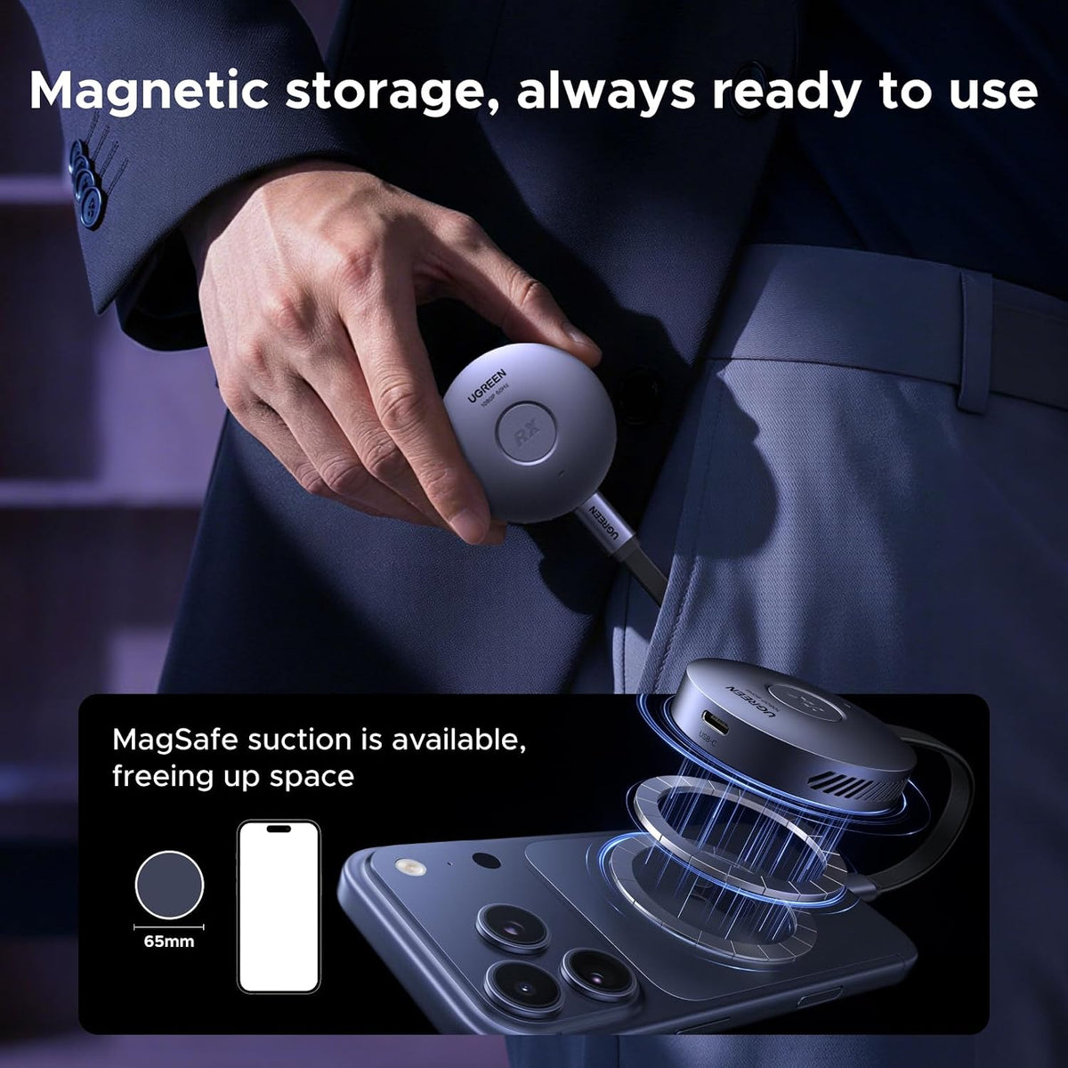 UGREEN Magnetic Wireless USB C Transmitter and HDMI Receiver 164FT/50M