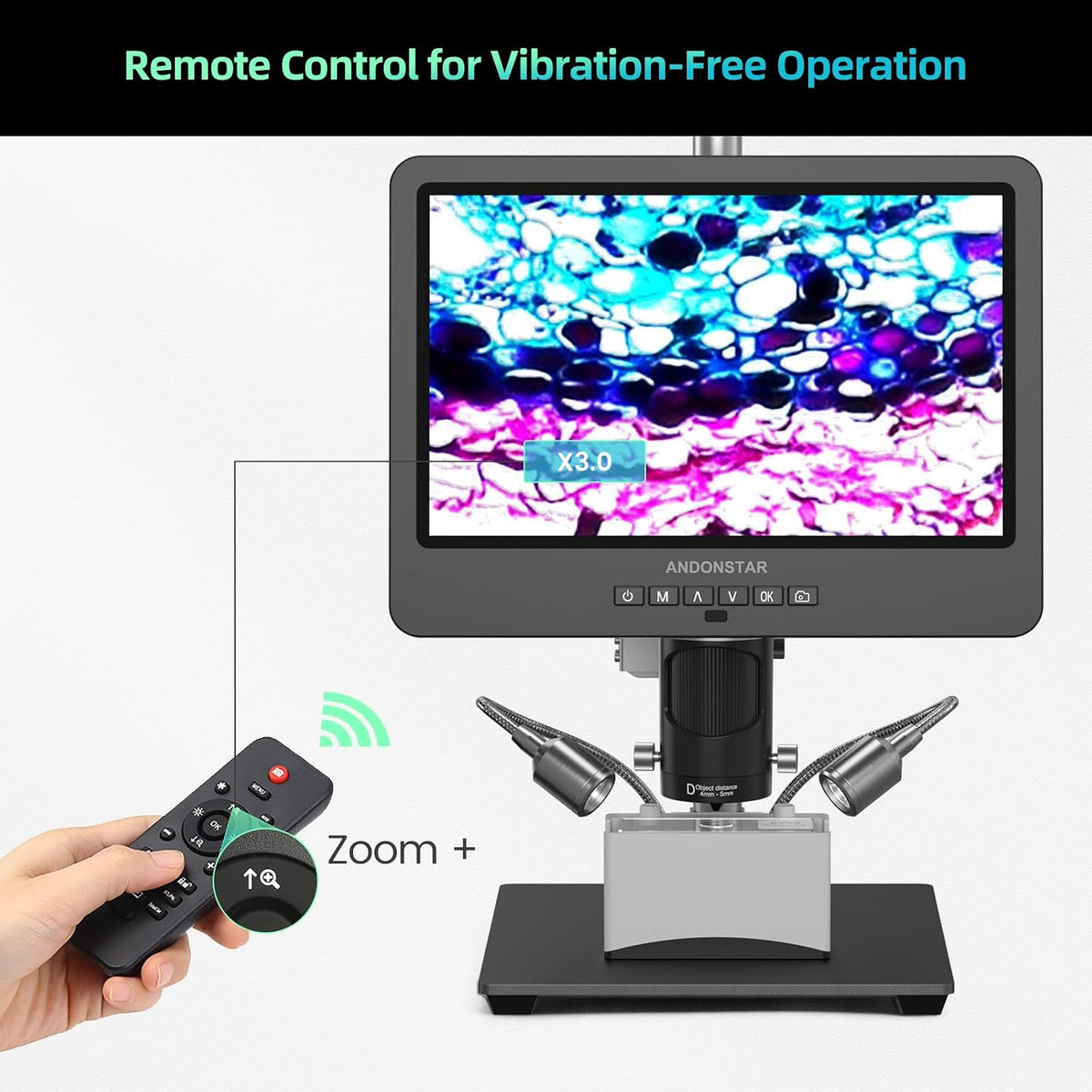 Andonstar AD249S-M 3 Lens 2160P 10.1 Inch HDMI Digital Microscope 2000x