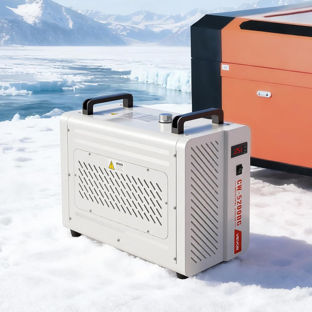 VEVOR Industrial Water Chiller, 5460 BTU/h, Industrial Water Cooler Cooling System with Compressor, 1.8â¯ Gal Tank Capacity, 3.4â¯GPM Max Flow, Laser Chiller, for CO2 Laser Engraving & Cutting Machine
