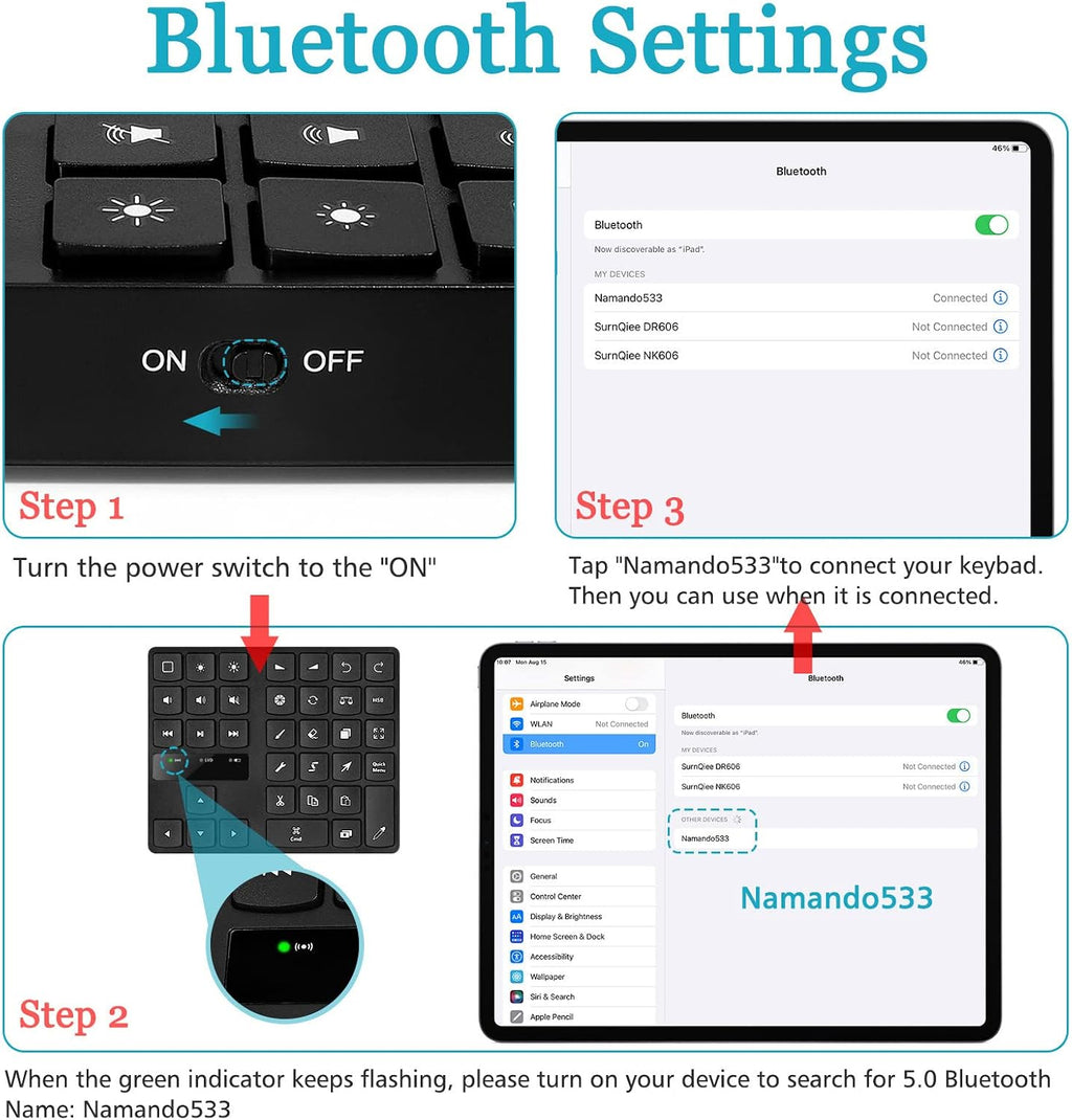 Keyboard for, Rechargeable Drawing Keyboard with 35 Shortcut Keys, One Handed Buetooth Keypad for Drawing Shortcuts, Graphic Tablets, Drawing Tablet, Laptop