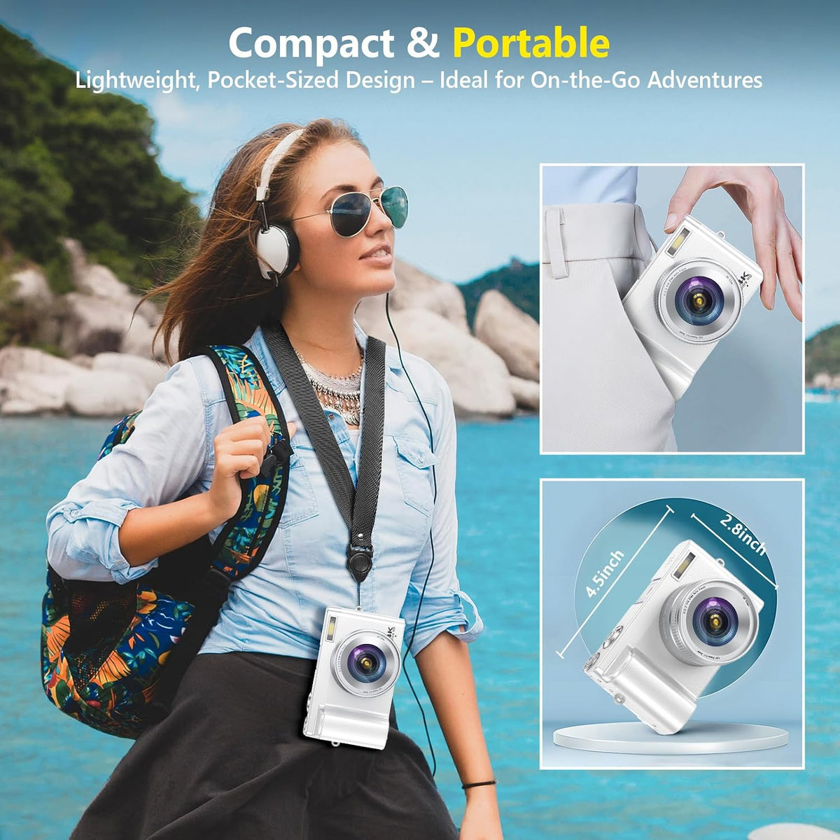 4K Digital Camera for Photography Autofocus, 64MP WiFi Vlogging Camera