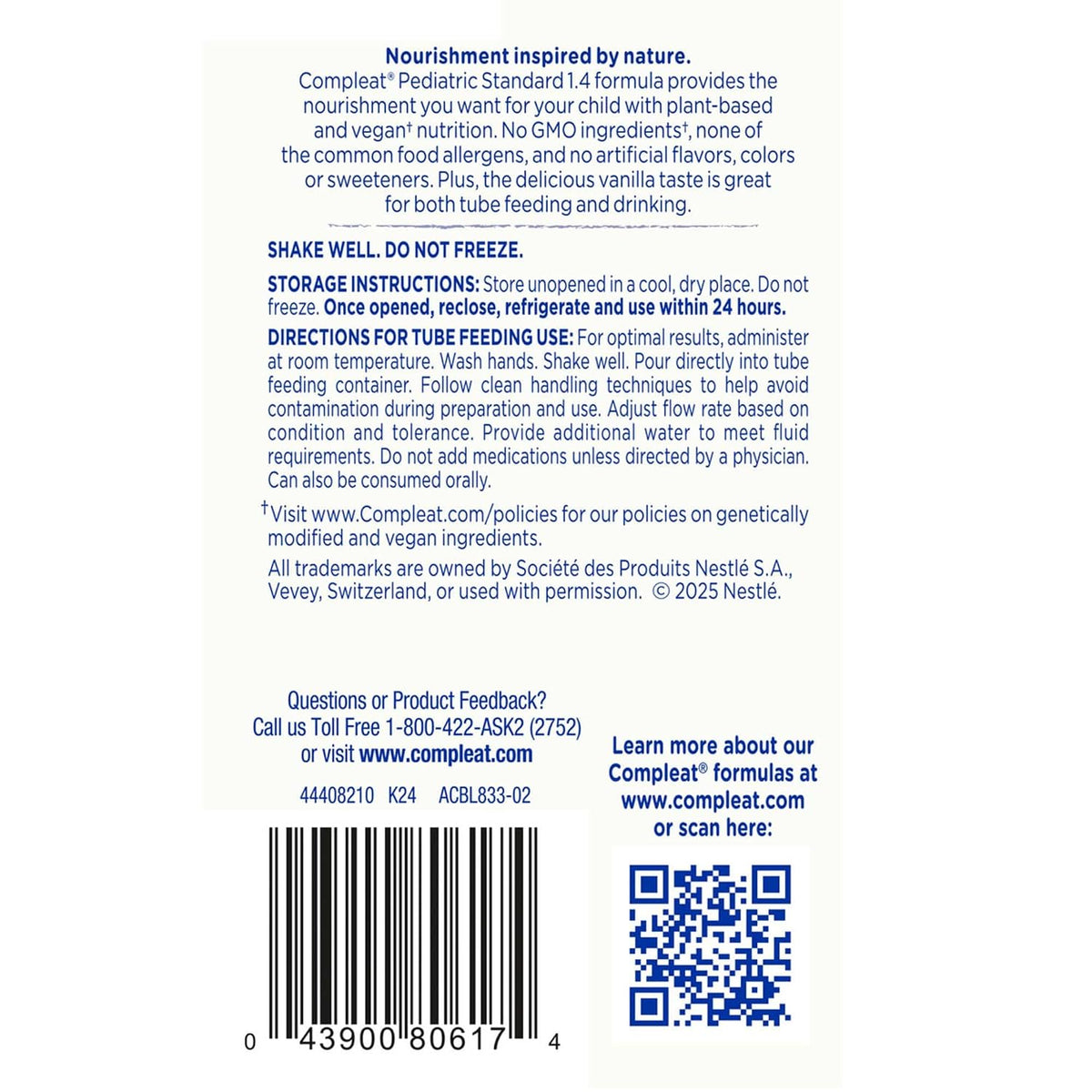 Compleat Pediatric Standard 1.4mL, Tube Feeding Formula, 24 Pack