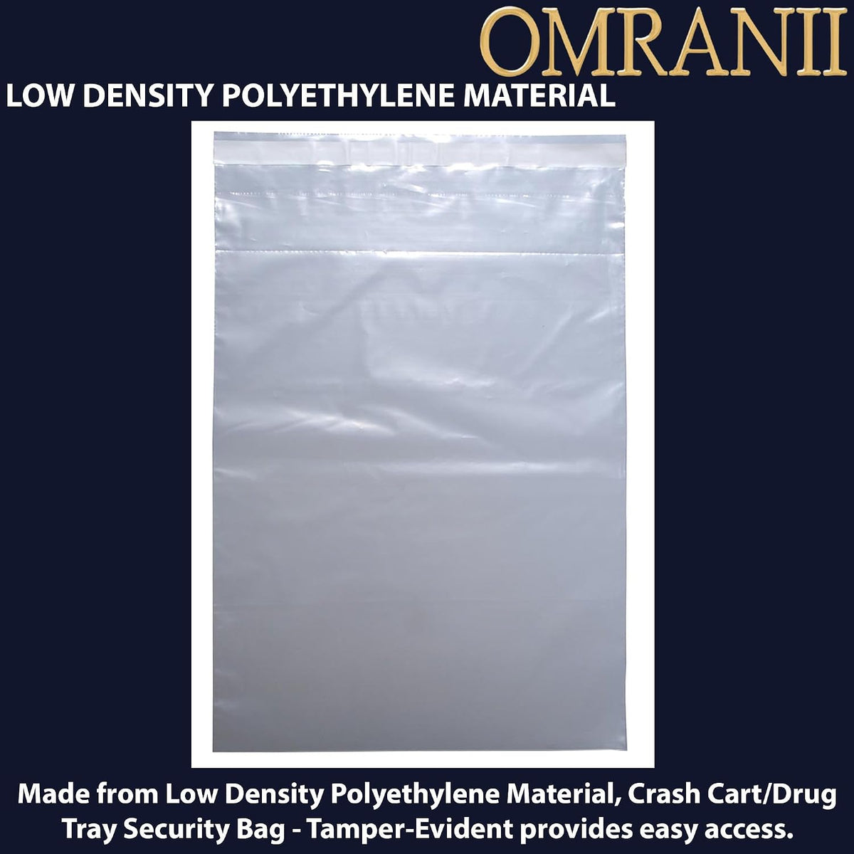 Crash Cart/Drug Tray Security Bag - Tamper-Evident 2 Mil, 20" X 29" & 500 Bags | Strong Adhesive Seal and Perforated Easy-Open Design | LDPE Clear Medical Safety Bag for Emergency Carts