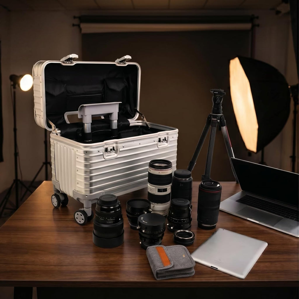 Full Aluminum Rolling Camera Bag 18" Camera Case