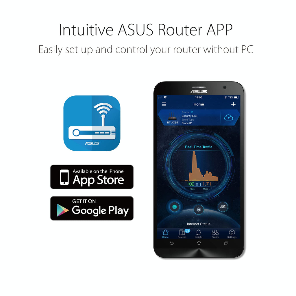 ASUS RT-AX3000S Dual Band WiFi 6 Extendable Router, Instant Guard, Parental Control Scheduling, Built-in VPN, AiMesh Compatible