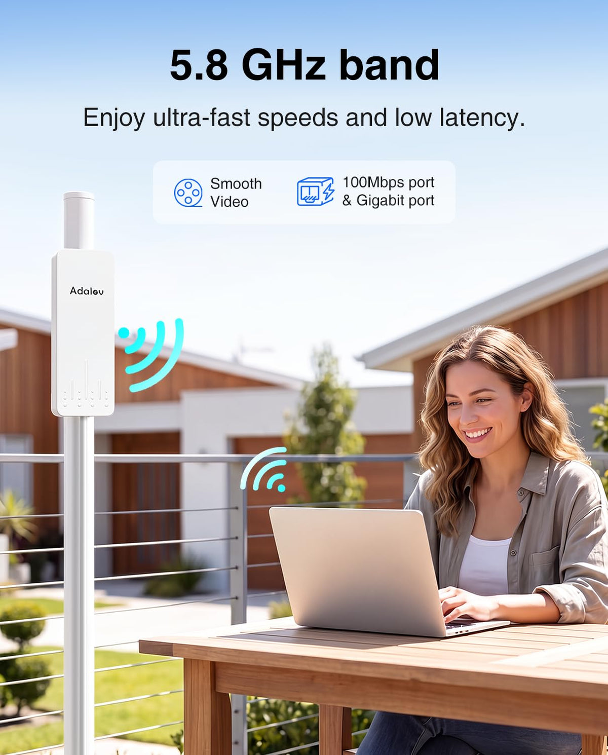 AdaLov CPE361 5KM Outdoor Wireless Bridge 5.8GHz Gigabit Network Extension
