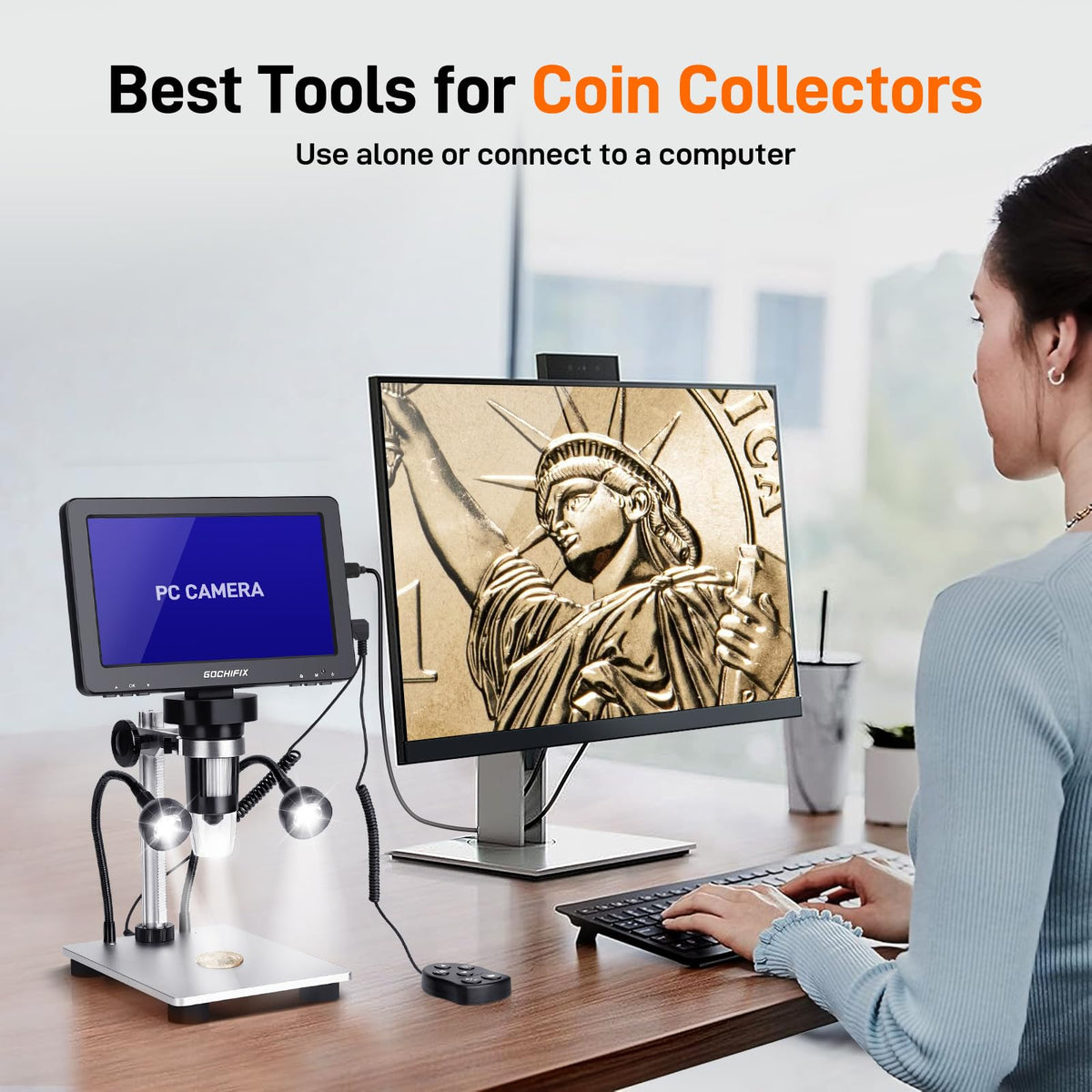 GOCHIFIX 10.1 Inch Digital Microscope 2K HDMI Soldering Coin Magnifier