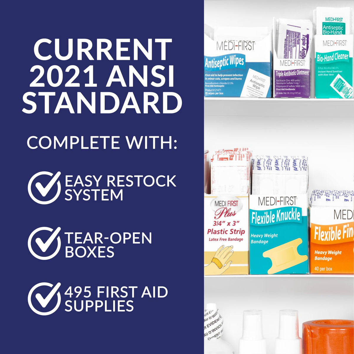 MFASCO OSHA/ANSI 2021 Class B Compliant First Aid Cabinet, Large, 3-Shelf