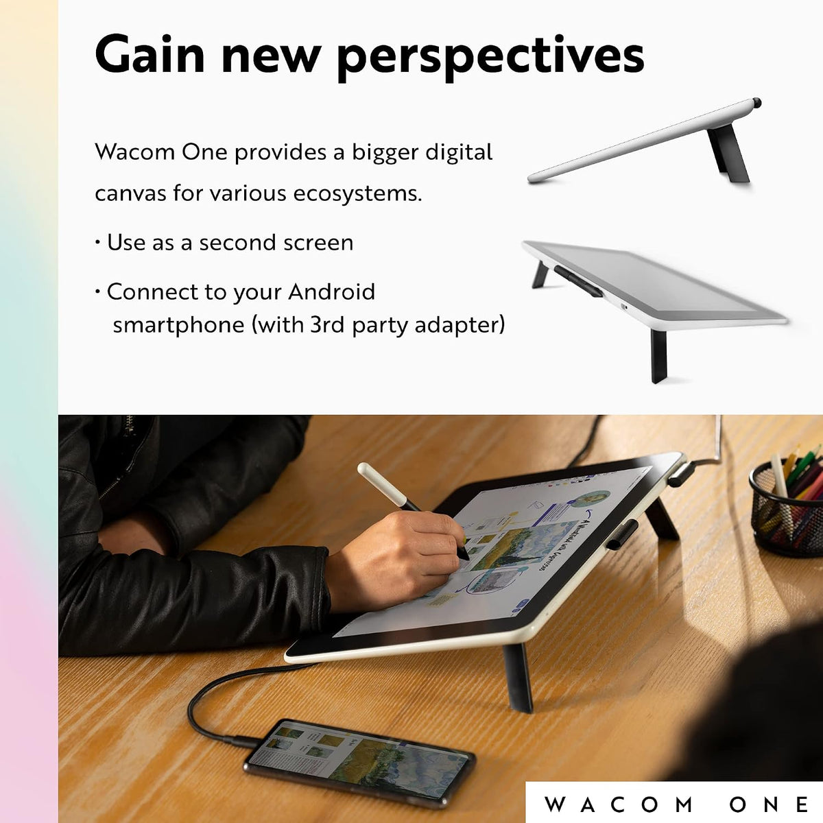 Wacom One HD Creative Pen Display, Drawing Tablet with Screen, 13.3" Graphics Monitor; Works with Mac, PC & Chromebook, Photo/Video Editing, Drawing & Education Old Gen (2019)
