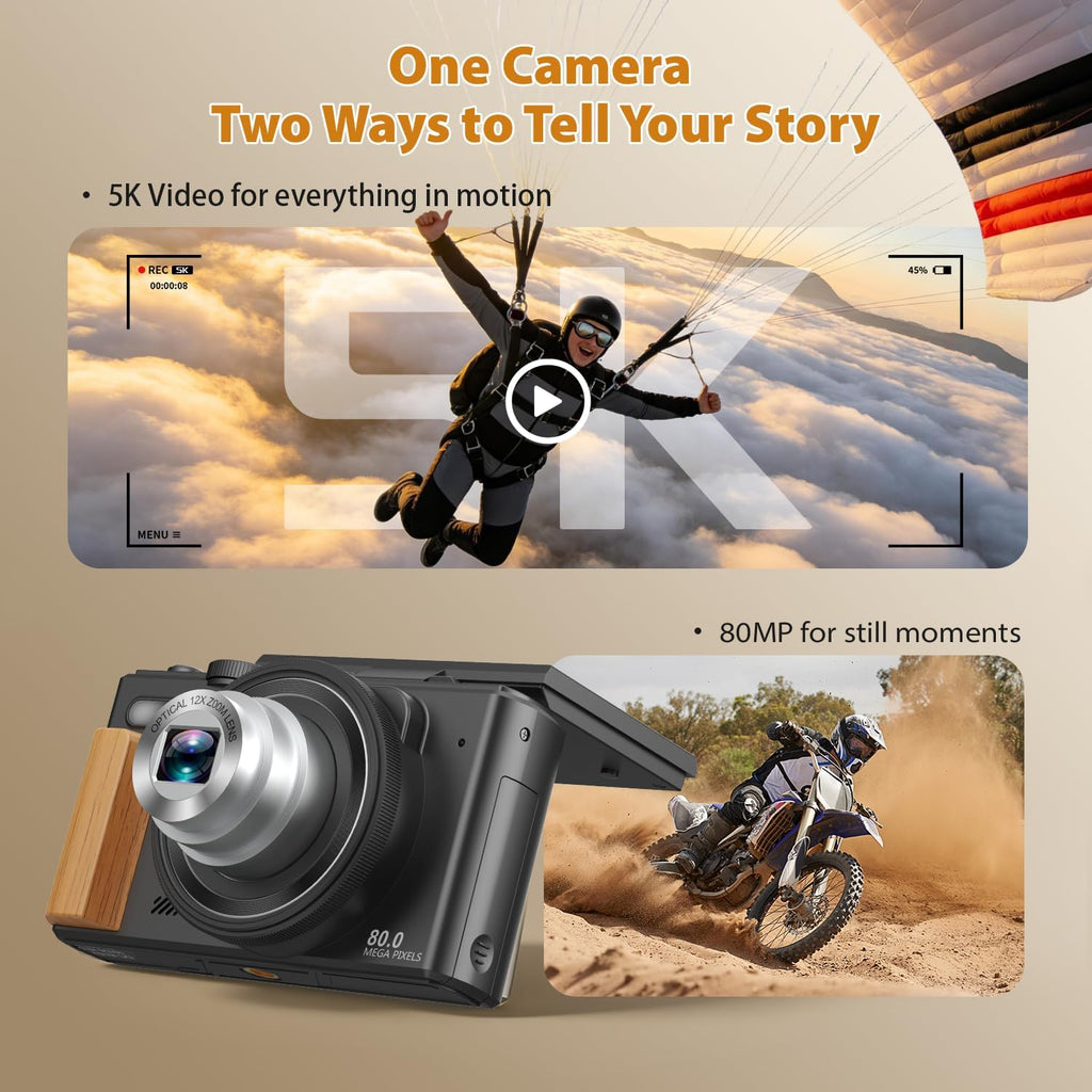 5K Digital Camera for Photography, 80MP Vlogging Camera for YouTube