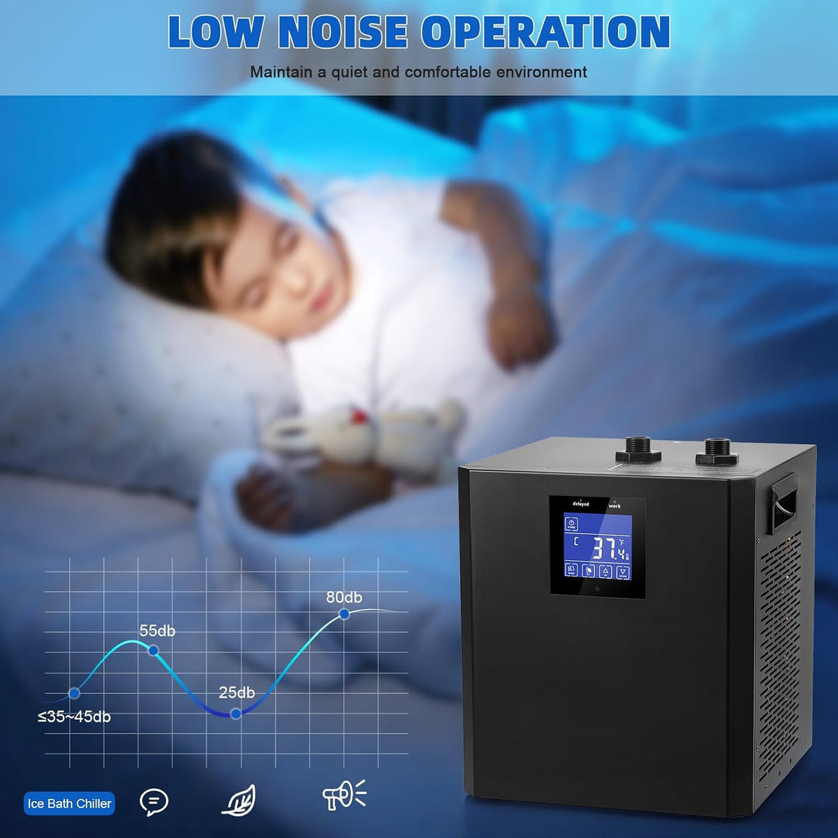 1/3 HP Ice Bath Chiller for Cold Plunge Tub, 300L Water Chiller System with LED Display, Pump, Remote Control, Hoses and Connectors for Home Bathtubs and Freshwater Aquariums (Black)