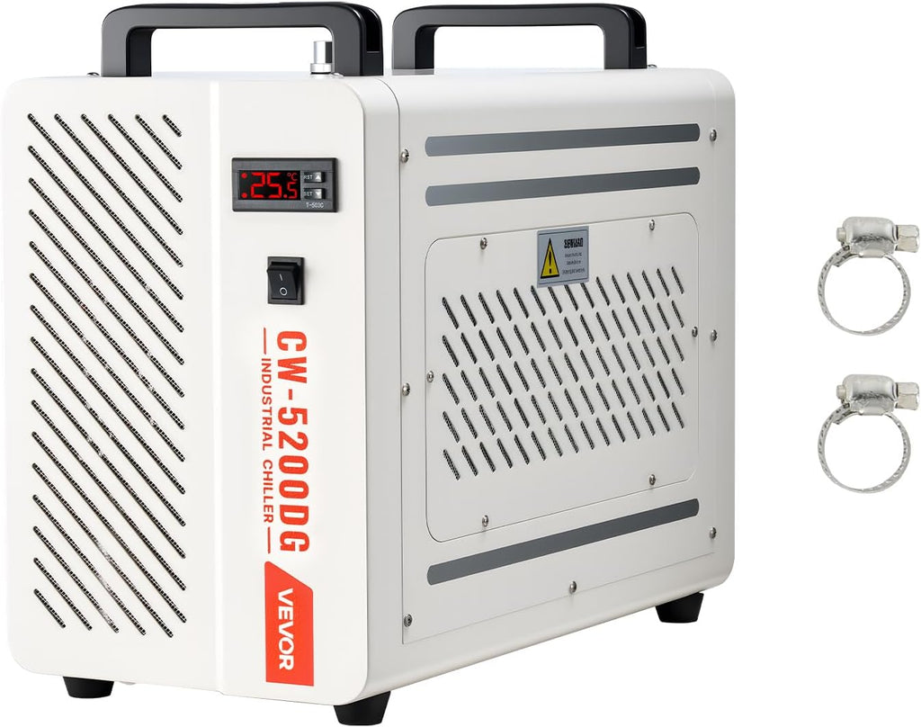 VEVOR Industrial Water Chiller, 5460 BTU/h, Industrial Water Cooler Cooling System with Compressor, 1.8â¯ Gal Tank Capacity, 3.4â¯GPM Max Flow, Laser Chiller, for CO2 Laser Engraving & Cutting Machine