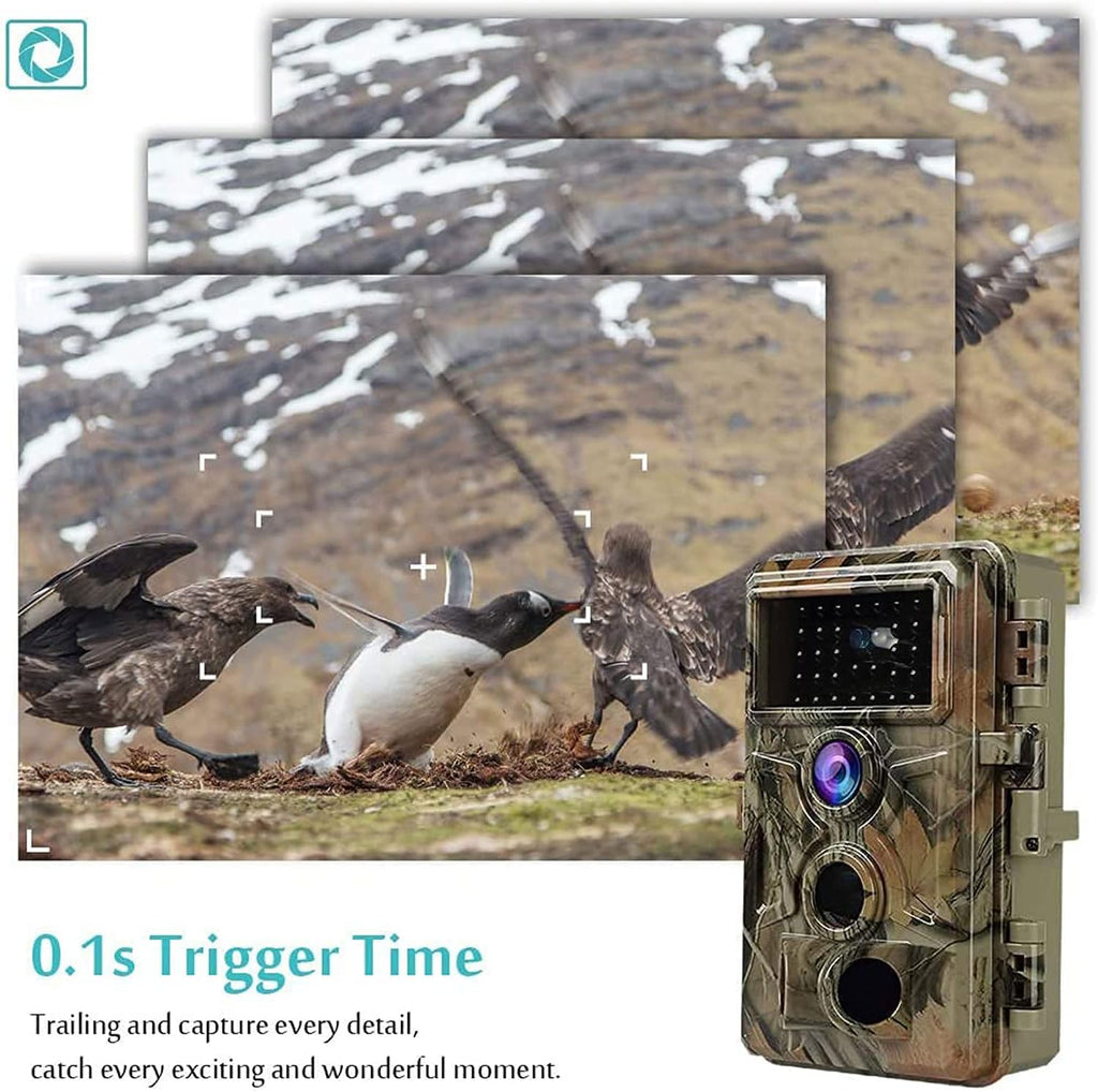 BLAZEVIDEO 2-Pack Trail Camera 64MP 1296P, 0.1s Trigger Game Cam with 940nm No Glow Night Vision, 120Â° Wide Angle 3 PIR Motion Activated, 90ft f/1.6 Starlight Lens IP66 Waterproof for Outdoor Wildlife