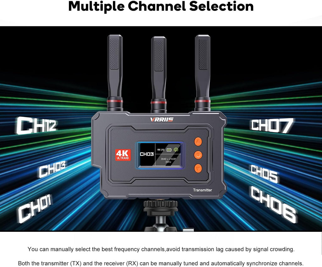 4K Wireless HDMI Transmitter and Receiver,20-Channel Adjustable,0.1s Latency,1500FT Wireless Video Transmitter and Receiver with UVC Out for Live Streaming